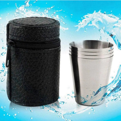 Stainless Spirit Cup Quartet with Holder