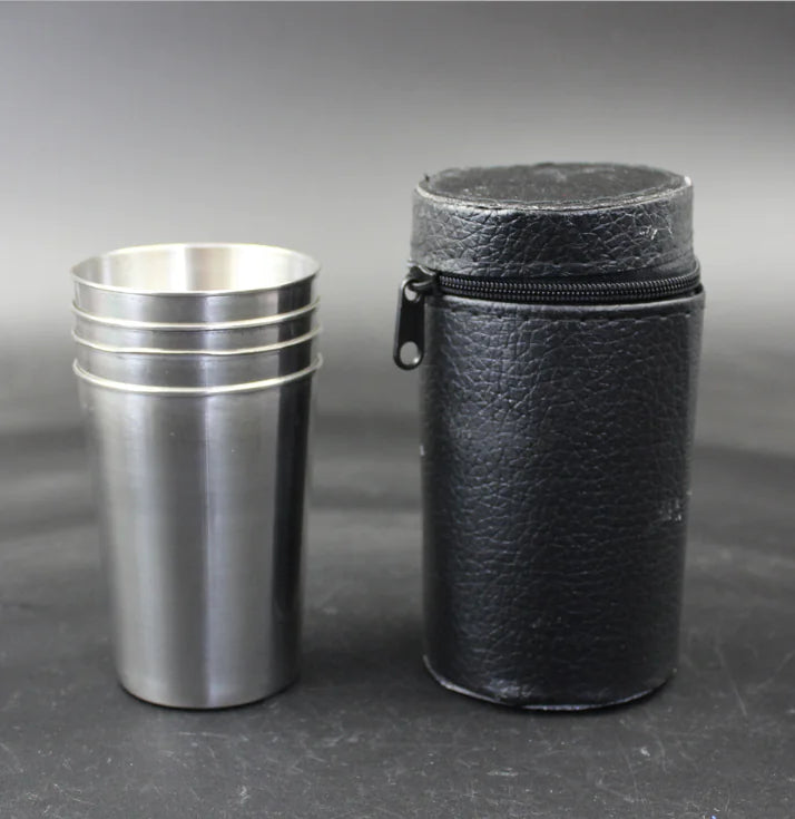 Stainless Spirit Cup Quartet with Holder