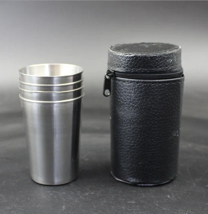 Stainless Spirit Cup Quartet with Holder